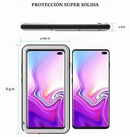 Vista 2 de LOVE MEI Funda militar resistente para Samsung Galaxy S10 Plus, con protector de pantalla de vidrio templado, a prueba de golpes, a prueba de polvo