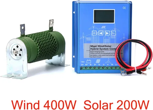 Vista 2 de Controlador híbrido solar de viento MPPT de 12 V/24 V, controlador de carga de energía LCD de 200 W-600 W con carga de volcado, generador de turbina