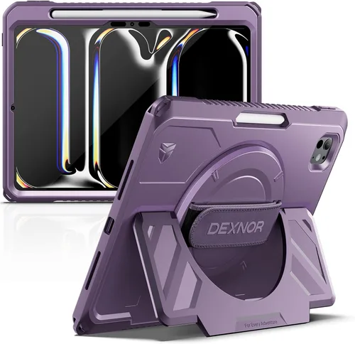 Vista 36 de Dexnor Funda para iPad mini 7 (A17 Pro) 2024/mini 6 2021 de 8.3 pulgadas, funda protectora resistente con correa de mano giratoria de 360° y soporte