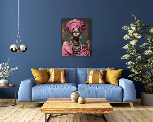 Vista 134 de Arte de pared afroamericano, decoración de rey y reina bailarín negro para sala de estar, arte de pareja de amor negro para dormitorio, lienzo