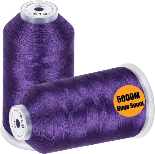 Vista 16 de New brothread - 2 bobinas enormes de 5000 m cada una de hilo de poliéster para máquina de bordar 40WT para máquinas comerciales y domésticas
