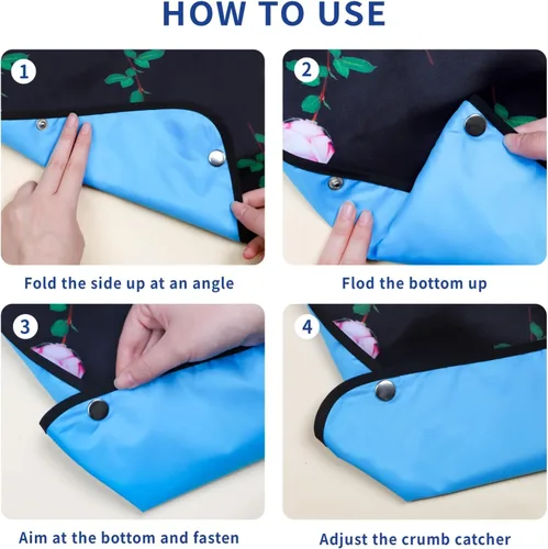 Vista 6 de Baberos para adultos para mujer, 1 paquete de babero impermeable para mujeres mayores con receptor de migas opcional, baberos para adultos mayores
