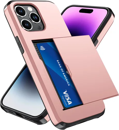 Vista 22 de Qinmay Funda compatible con iPhone 7 Plus/8 Plus con tarjetero, doble capa a prueba de golpes, funda protectora resistente con ranura oculta Negro