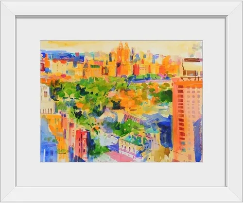 Vista 6 de GREATBIGCANVAS Central Park from The Carlyle Black Framed Wall Art Print, Artwork