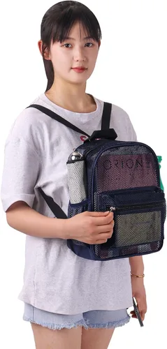 Vista 6 de MAY TREE Mochila de malla para escuela, playa, natación, trabajo al aire libre, fitness, mochila de malla resistente para niños, adultos, niñas