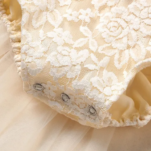 Vista 4 de Traje de bebé niña para primer cumpleaños, mameluco de tul de encaje, vestido tutú de princesa, vestido de cumpleaños de un año de edad, ropa