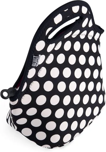 Vista 2 de BUILT Gourmet Getaway Bolsa Tote de Almuerzo de Neopreno Suave - Ligera, Aislada y Reutilizable, Talla Única, Big Dot Negro y Blanco