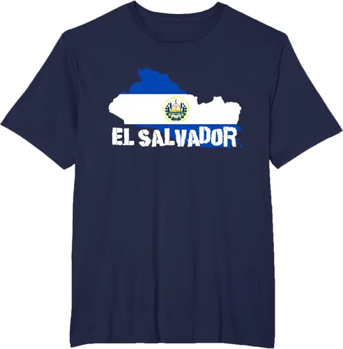 Vista 50 de Camiseta con la bandera de El Salvador, mapa de El Salvador, camiseta de Salvador para mujer, Negro
