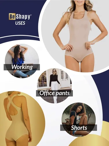 Vista 5 de BeShapy BDBA001 - Body sin costuras para mujer, con control de abdomen, moldeador de cuerpo, camiseta sin mangas