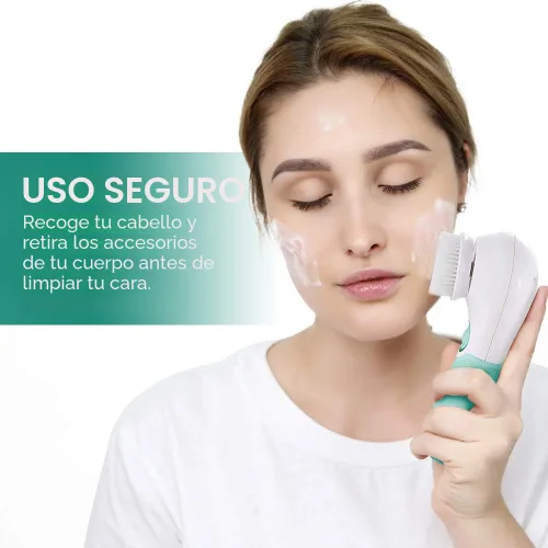 Vista 6 de Cepillo de limpieza facial eléctrico exfoliante facial con 3 cabezales limpiadores y 2 velocidades ajustables para limpieza profunda, eliminación