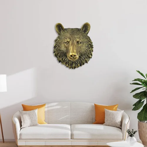 Vista 6 de MagiDeal Taxidermia grande de cabeza de animales falsos montada en la pared, decoración rústica de granja, decoración de pared, oso