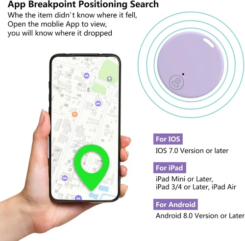 Vista 3 de Aircawin Mini rastreador GPS, localizador de artículos clave, aplicación sin tarifa mensual para iOS/Android 2023 más reciente, rastreador