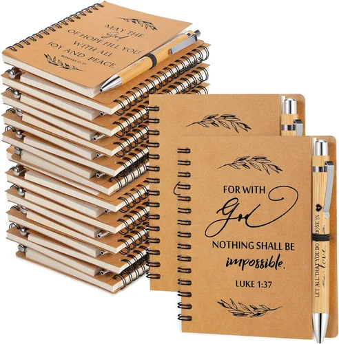 Vista 9 de Kosiz Juego de 60 unidades/30 regalos cristianos a granel incluye cuaderno en espiral y bolígrafo con versículo bíblico, bolígrafo de oración