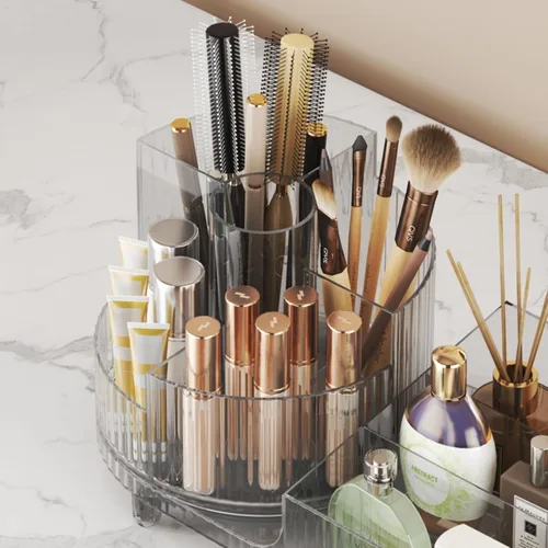 Vista 5 de Organizador de maquillaje giratorio, estuche de exhibición de cosméticos de gran capacidad, fácil de contener todos tus productos de maquillaje, al