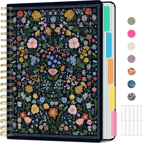 Vista 14 de Taja Cuadernos de espiral para trabajo de 5 materias con divisores K - Vórtice rosa