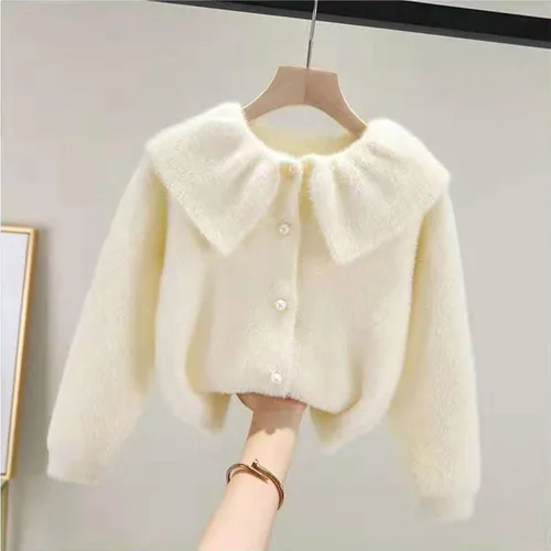 Vista 2 de Suéter de forro polar de manga larga para bebés y niñas, ropa de punto para otoño e invierno para bebés de 1 a 10 años