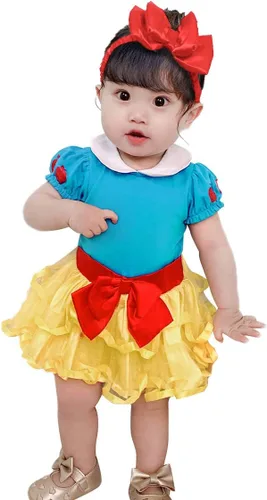 Vista 37 de Disfraz de princesa de Belle Sofía Blancanieves para niñas pequeñas, disfraz de princesa, Navidad, Halloween, mameluco con diadema