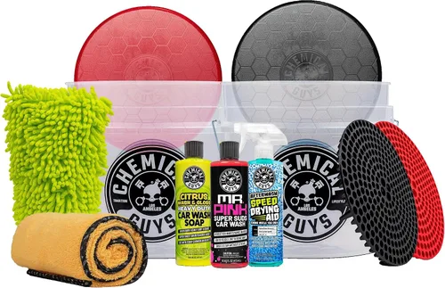 Vista 10 de Chemical Guys HOL121 Best Car Wash Bucket Kit, 10 artículos Two buckets with dirt traps, wash mitts, soap and towels for safe, scratch-free weekly