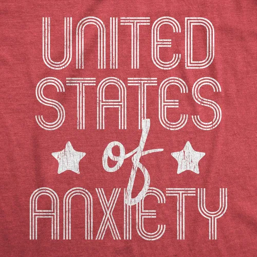 Vista 2 de Mens United States of Anxiety T shirt Funny USA Society Joke Graphic Tee