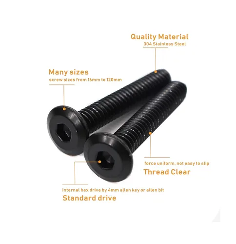 Vista 4 de 10 Uds. 1/4"-20 x 1-1/2" Remache negro avellanado Tornillos de conexión de acero inoxidable 304