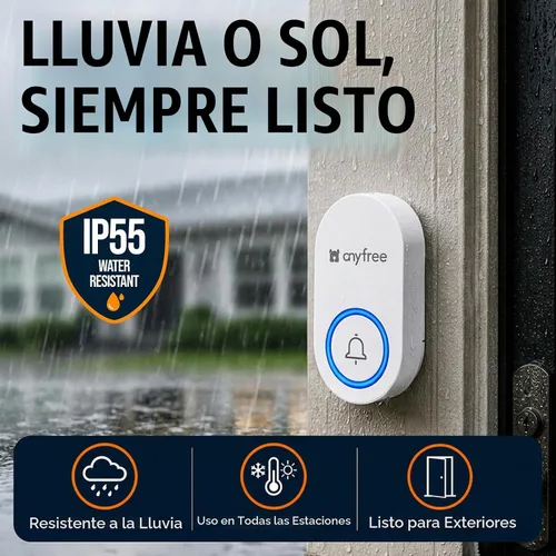 Vista 4 de Timbre inalámbrico autoalimentado sin necesidad de batería, timbre de puerta básico para el hogar