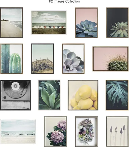 Vista 5 de Kate and Laurel Blake Succulent - Arte de pared de vidrio impreso con 5 marcos por Emiko y Mark Franzen de F2Images, 18 x 24 pulgadas, color gris