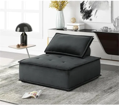 Vista 2 de Lilola Home Sillón sin brazos de terciopelo negro Anna
