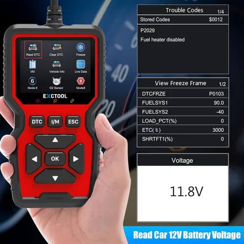 Vista 6 de Herramienta de diagnóstico del escáner OBD2 del coche, lector de código de luz del motor de verificación del vehículo con restablecimiento, datos