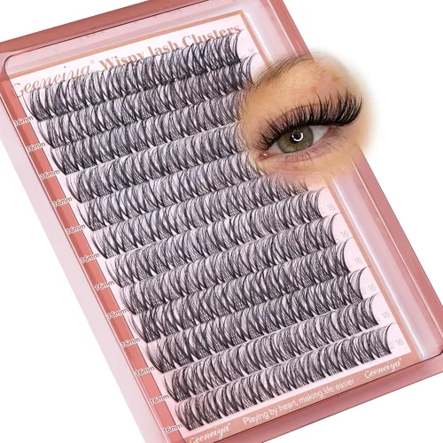 Vista 13 de Extensiones de pestañas en racimo con banda transparente, pestañas cortas y onduladas C, extensiones de pestañas naturales en racimo, pestañas