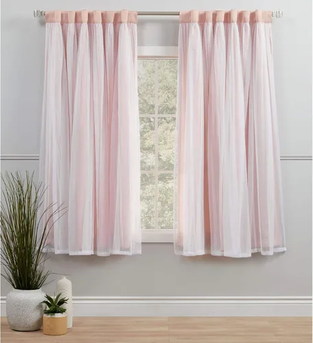 Vista 13 de EXCLUSIVE HOME Catarina - Par de paneles de cortinas en capas sólidas para oscurecer la habitación, opacas y transparentes, pestañas Gris nube
