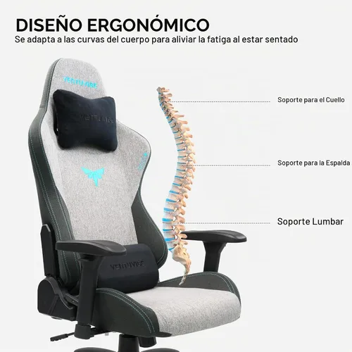 Vista 5 de Silla para juegos con reposabrazos ajustables 4D, reclinable de 155° y capacidad de 320 libras, silla ergonómica de computadora de respaldo alto