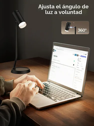 Vista 2 de PESUTEN Lámparas de mesa inalámbricas, luz de mesa portátil a pilas con cabezal de ángulo ajustable magnético, lámpara recargable de 5000 mAh