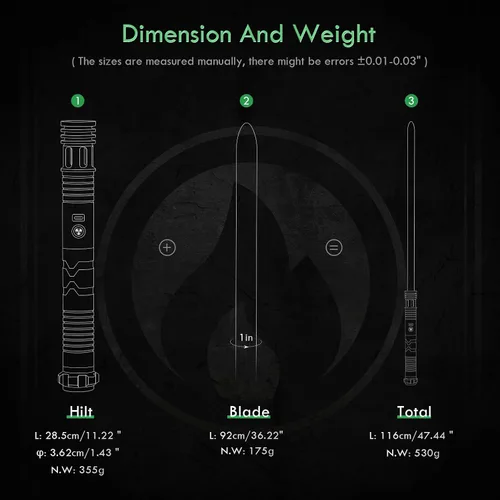 Vista 6 de CUSTOM SABER Sable de luz RGBX Smooth Swing, control de movimiento para encenderapagar la cuchilla, 16 fuentes de sonido, sable de luz, soporte