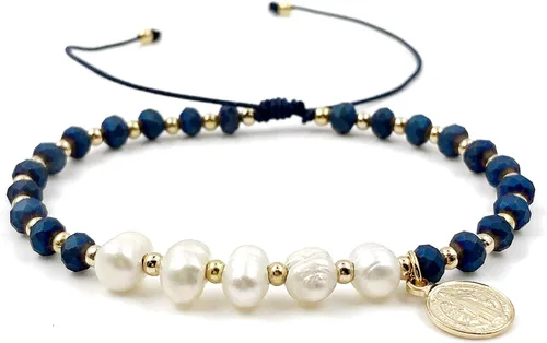Vista 6 de Elegante joyería para mujer con medalla de San Benito ajustable hecha a mano pulsera conjunto de dos
