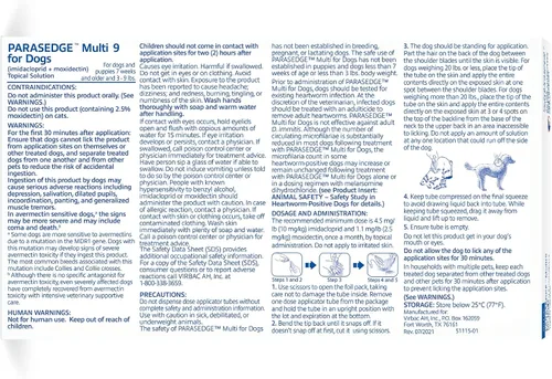 Vista 4 de PARASEDGE™ Multi 9 para perros (imidacloprid + moxidectina) Solución tópica 3-9 libras, paquete de 3