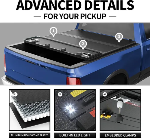 Vista 4 de OEDRO Cubierta rígida para caja de camión cuádruple plegable para Ram 1500