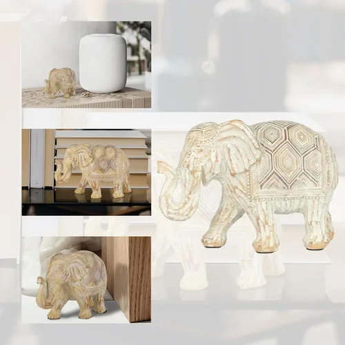 Vista 3 de Estatua de elefante bohemio, escultura de arte moderno, adorno de decoración del hogar de Feng Shui para dormitorio, oficina, sala de estar