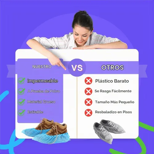 Vista 4 de Paquete de 100 fundas impermeables desechables para zapatos, talla única