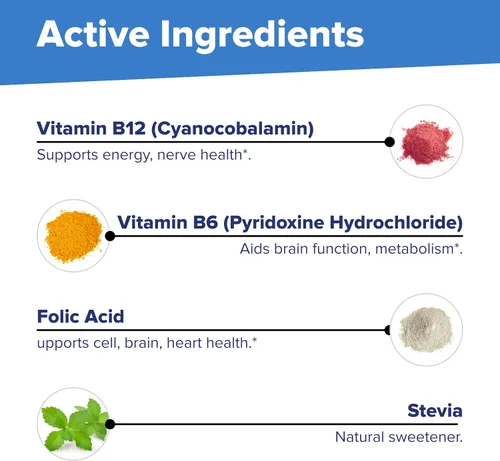 Vista 8 de Superior Source No Shot Vitamina B12 Cianocobalamina 1000 mcg, B6, ácido fólico, vitamina D 1000 UI, tabletas microlingües de disolución rápida, 100
