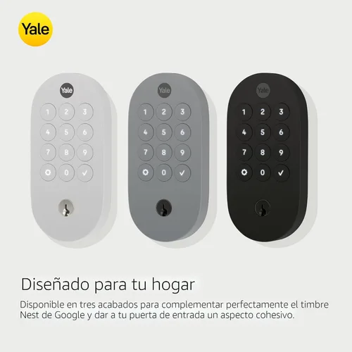 Vista 6 de Cerradura inteligente Yale con llave con Google Matter, color ceniza Keypad + app + key entry, Google Home app control, ANSI/BHMA Grade 2, Fits