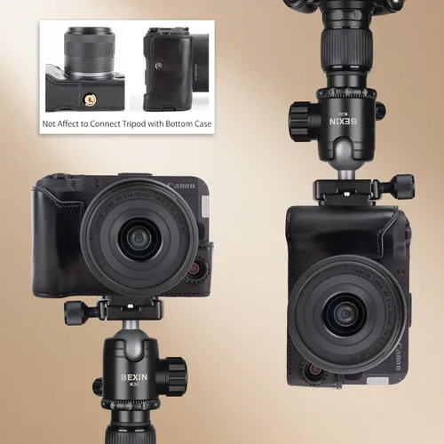 Vista 4 de MUZIRI KINOKOO Funda para cámara Canon EOS R50 V, cubierta protectora de cuero PU para cámara digital EOS R50 V/R50V con lente RF-S14-1.181 in