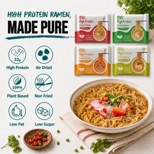 Vista 4 de VOLO VERO Ramen alto contenido en proteínas, fideos de proteína vegetal