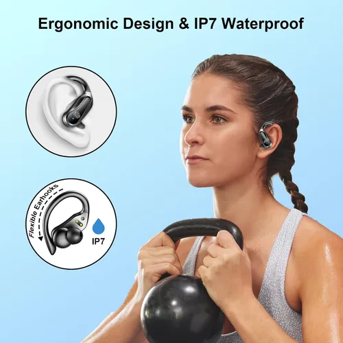 Vista 5 de Auriculares para Xiaomi Redmi Note 9 Pro Max Bluetooth 5.1 con pantalla digital LED dual 42 horas de reproducción, IP7 impermeable auriculares
