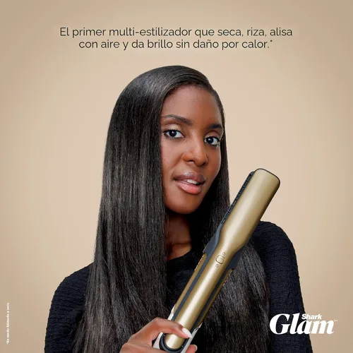 Vista 2 de Shark Glam Cerámico y potente sistema de secado y peinado con aire, con plancha Silki y alisador de brillo Shark Glossi, para secar, rizar, alisar