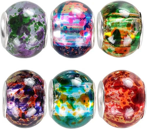 Vista 7 de RUBYCA 30 cuentas de cristal de Murano abstracto a granel para pulseras europeas para hacer joyas de bricolaje