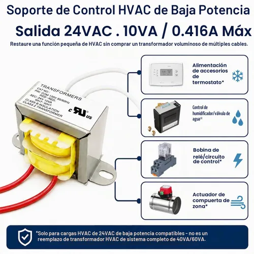Vista 6 de Transformador de 120V a 24V, 10VA/0.416A AC/AC, fusible térmico