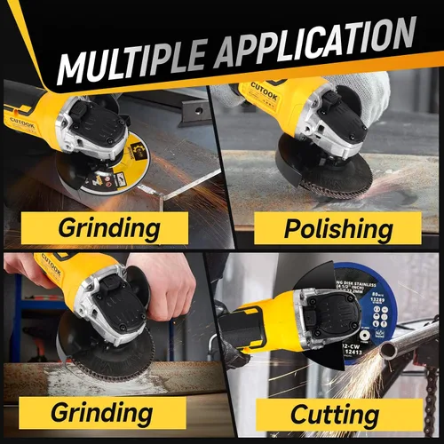 Vista 5 de Amoladora angular inalámbrica de 4-1/2 pulgadas compatible con batería DeWalt de 20 V, motor sin escobillas de 10000 RPM con 4 velocidades