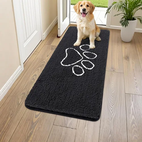 Vista 30 de Smiry Tapete para puerta de perro para patas fangosas, absorbente y Gris y negro