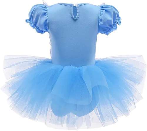 Vista 3 de REXREII Vestido de tutú de princesa para niñas pequeñas Rapunzel Sofía blanco nieve Frozen Elsa disfraz de Halloween