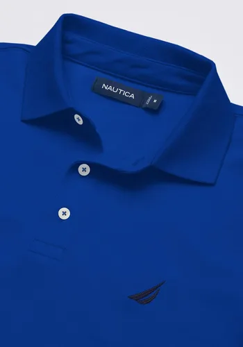Vista 3 de Nautica Polo de piqué de algodón elástico sólido de manga corta para hombre